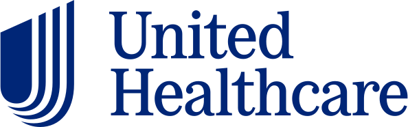 A blue united health logo on a black background