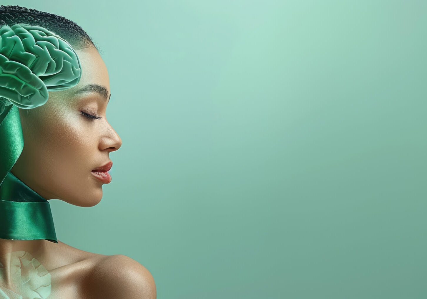 A woman with green hair is posing for the camera.